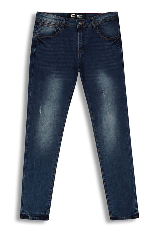 Skinny Fashion Jeans - Medium Blue, stylish skinny-fit jeans in a medium blue color with a five-pocket design.