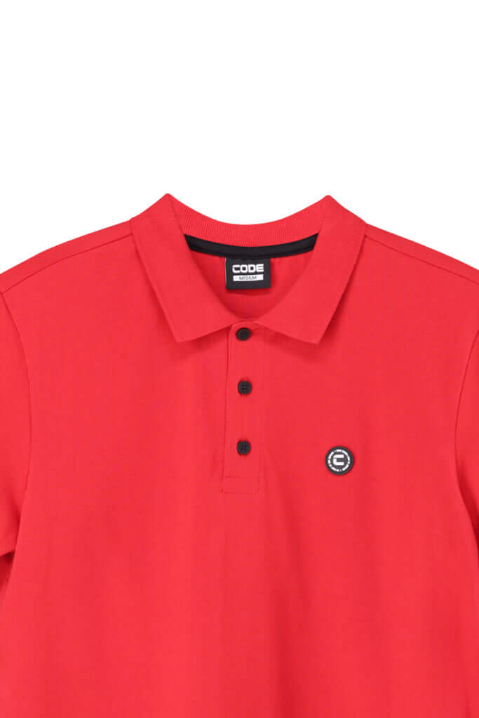 Kasi Golfer _ 163502 _ FIRE RED classic polo shirt in vibrant red with knitted collar and stylish detailing.