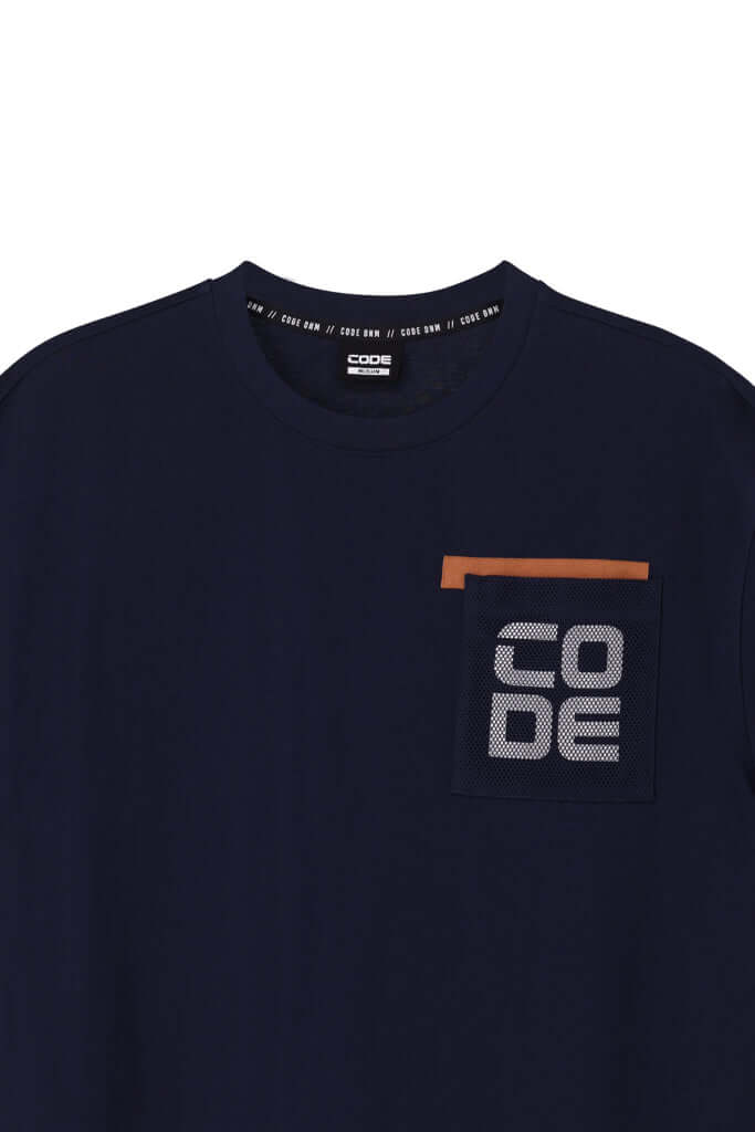 T-Shirt With Mesh Pocket - Navy