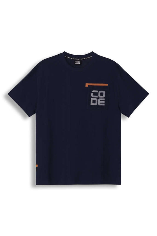 T-Shirt With Mesh Pocket - Navy