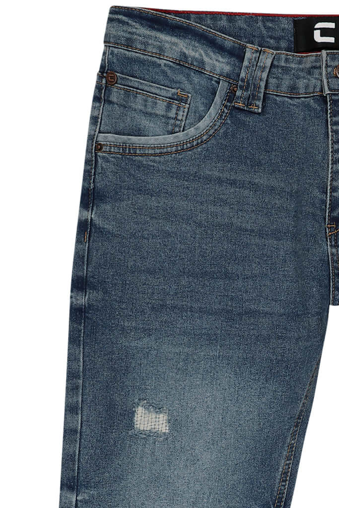 Skinny Fashion Jeans - Stone Wash, featuring five-pocket design and zip closure in a flexible cotton blend.