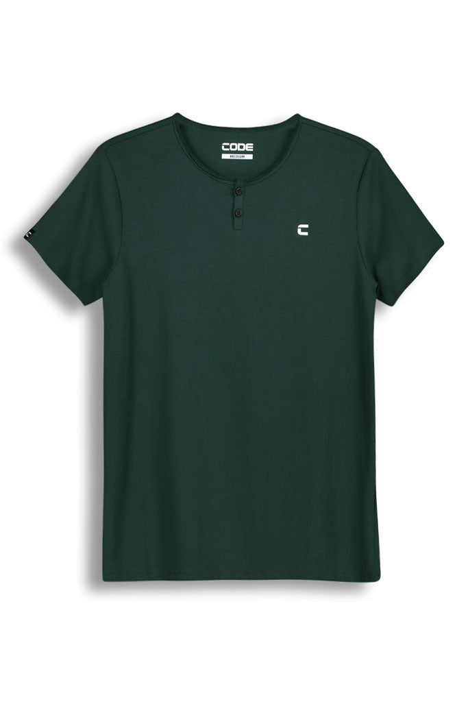 Henley T-Shirt _ 142191 _ Forest Green