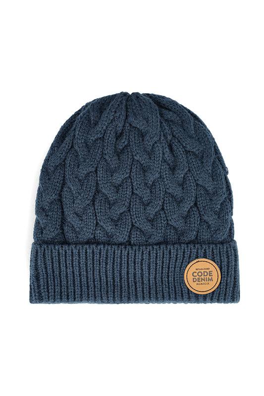 Cable Knit Beanie _ 147183 _ Navy