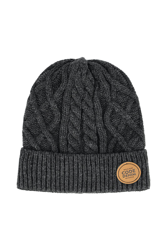Cable Knit Beanie _ 147196 _ Charcoal