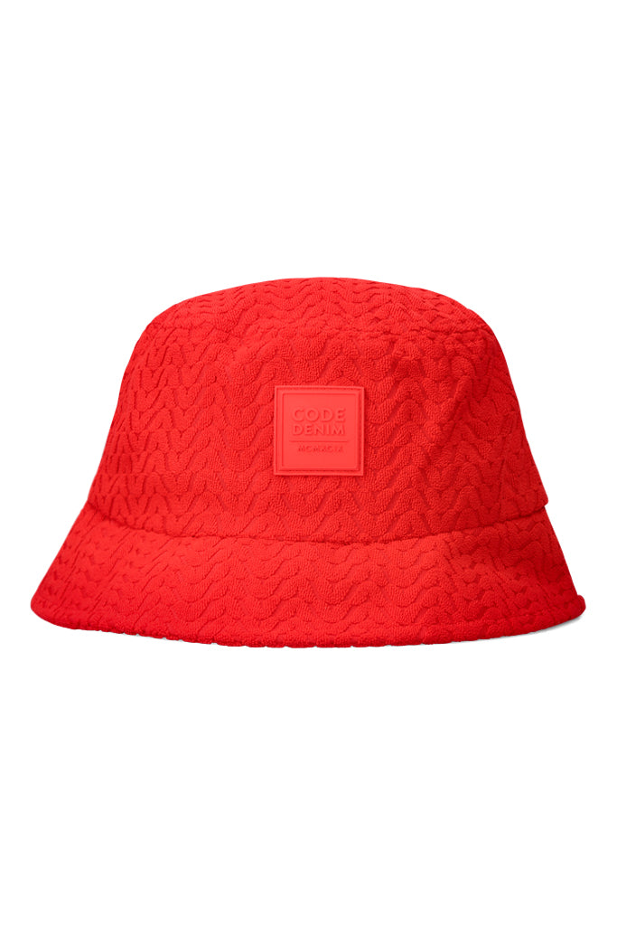 Terri Towel Bucket Hat _ 151619 _ Fire Red