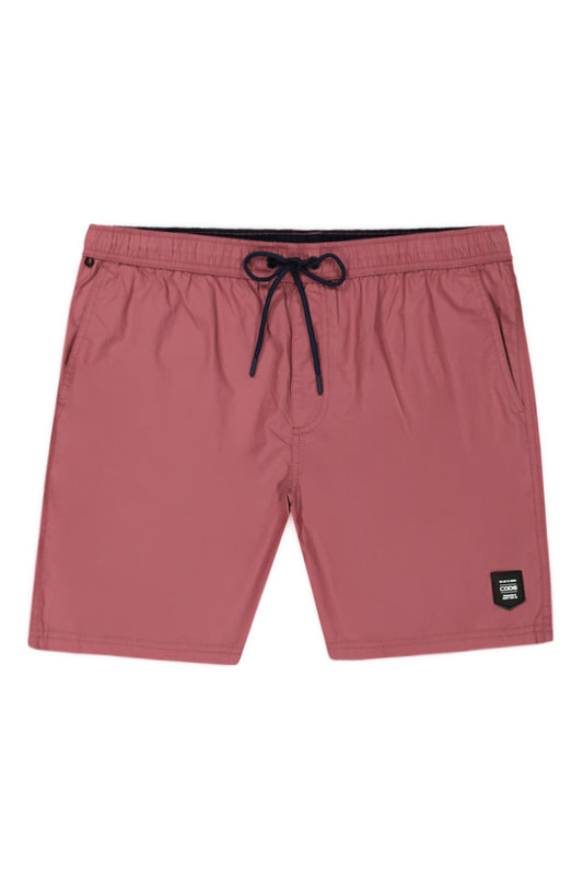 Front view: Stylish dark rose pool shorts with a minimalist design.