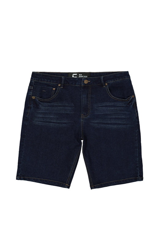 Front View: Classic blue denim shorts with a timeless appeal.