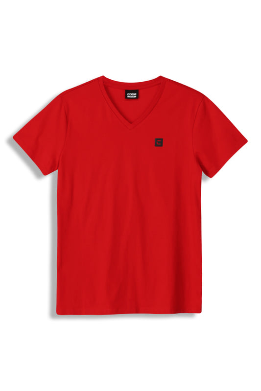 V-Neck T-Shirt _ 152371 _ Fire Red