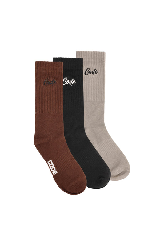 Side view: Classic tube sock design with a ribbed finish for a secure and comfortable fit.