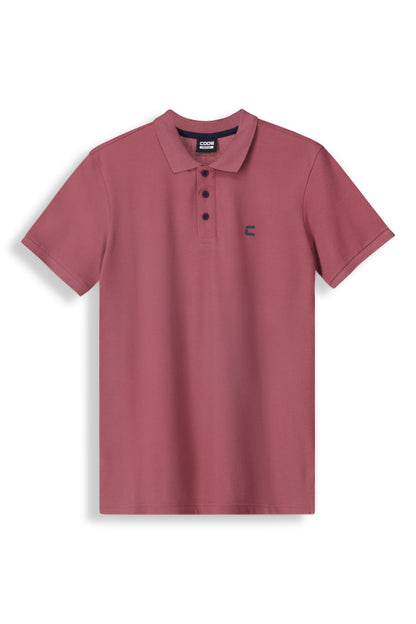 Dark rose golfer shirt featuring a slim fit, soft cotton, and knitted collar for a stylish wardrobe addition.