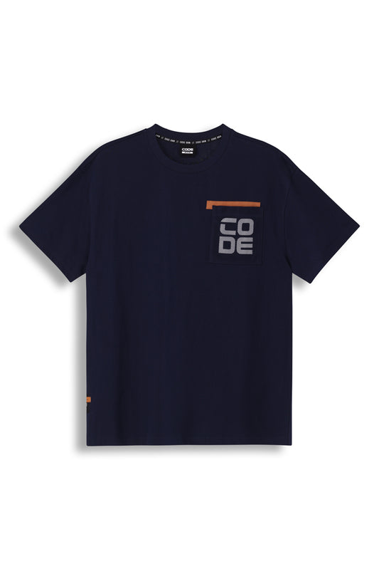 T-Shirt With Mesh Pocket - Navy