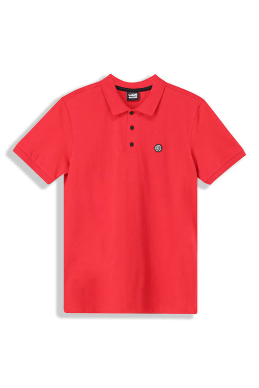 Kasi Golfer _ 163502 _ FIRE RED, classic cotton jersey golfer with tailored fit and knitted collar.